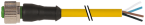 Connecteur M12 sortie fils, M12 femelle droit noir, Sans LED, 4 