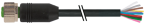 Connecteur M12 Femelle droit sortie fils - 12 pôles 