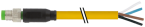 Cordon M8 sortie fils, M8 mâle droit, 4 pôles, câble PUR/PVC jaune 