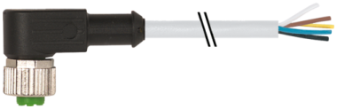 Connecteur M12 sortie fils, M12 femelle coudé noir, Sans LED, 5  7000-12361-2152000