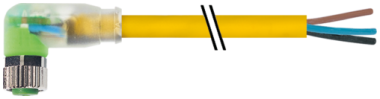 Connecteur M8 sortie fils, M8 femelle coudé,avec 2xLED (PNP),  7000-08121-0200500