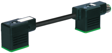 Double connecteur d'EV avec raccordement mâle M12 par l'arrière  7000-41801-6160000