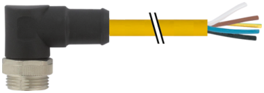 Cordon Mini (7/8) 3 pôles, mâle coudé, sortie libre  7700-A3011-UBB1000