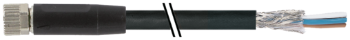 Connecteur M8 sortie fils, M8 femelle, droit, 4 pôles, câble blindé PUR 