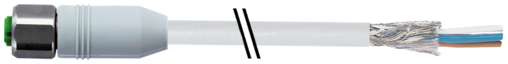 Câble M12 femelle droit blindé libre de câblage V4A 